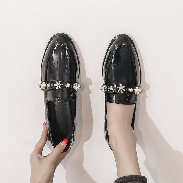 

new scarpe donna flat shoes women buty damskie ladies shoes loafers women dames schoenen, Black