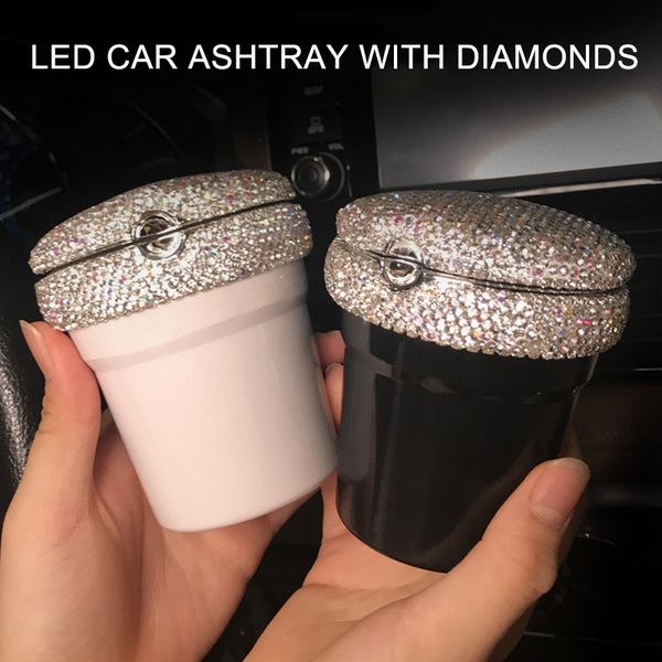 

portable auto car cigarettes ashtray ash tray crystal smokeless stand cylinder cup holders c66