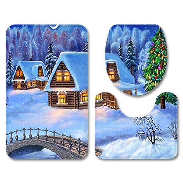 Toilet Seat Cover Set Of 3 Piece Blue Sea Surf Beach Rug Cushion Bathroom Mat