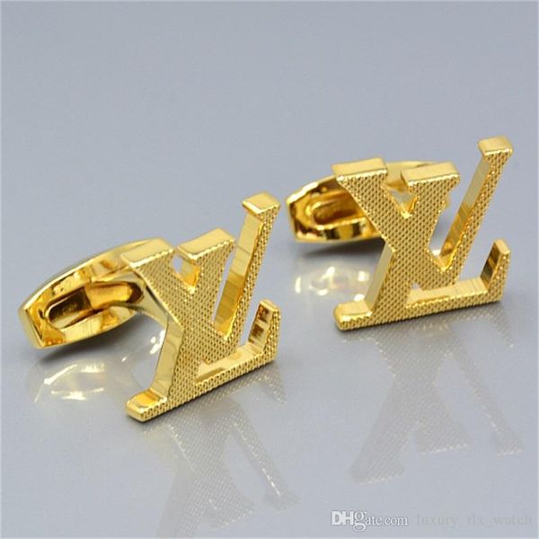 

luxury frenchy men cufflink for man jewelry shirt cuff links copper stamping cuff buttons with l branding gift cufflinks, Silver