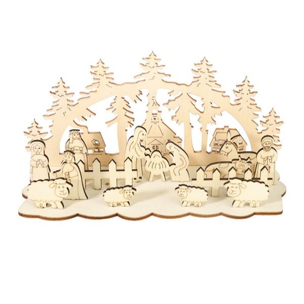 

christmas wooden decoration diy three-dimensional decoration with base household table