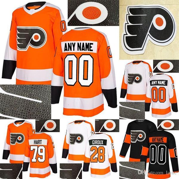 

philadelphia flyers jersey hot drilling 79 carter hart 28 claude giroux 53 gostisbehere 93 voracek настроить любое число любое имя трикотажн, Black;red