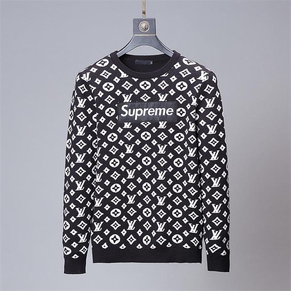 

new 2020 men's high-end design sweater pullover brand men's sweater knitwear long-sleeved design sweater winter men's wear -3, White;black