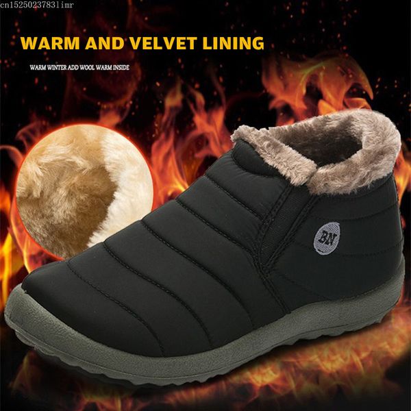 

2019 keep antiskid bottom waterproof snow boots women warm plush inside winter boots solid color women shoes ladies plus size, Black