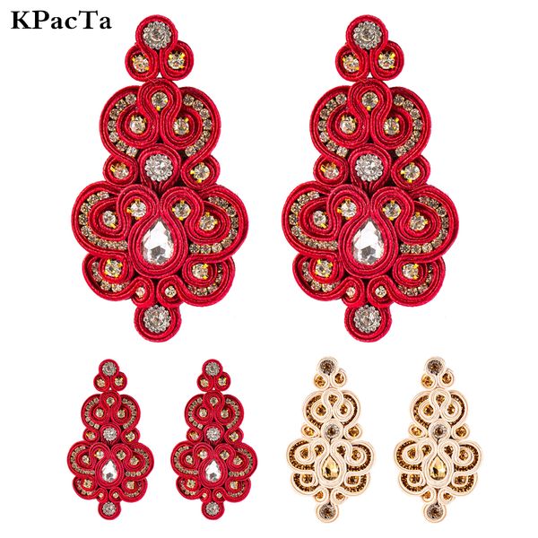 

kpacta new design soutache handmade earrings ethnic jewelry women fashion crystal decoration drop earring gifts boucle d'oreille, Silver