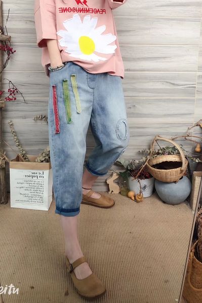 

lake blue haroun pants female western style leisure elastic waist jeans bk4600