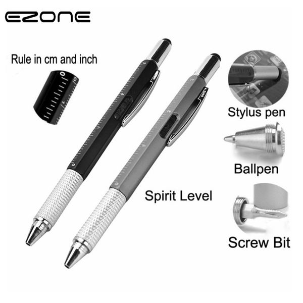 

ezone multi-function ballpoint pen 1pc metal black ink pen tool driver stylus gradienter scale ruler screwdriver multi-purpose, Blue;orange