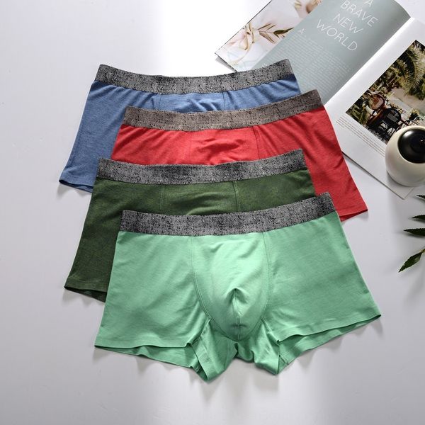 

men's men's traceless underwear boxer pants bamboo fiber traceless underwear ultra-thin solid color bamboo lier fabric boxer pants, Black;white