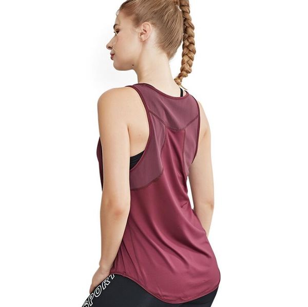 

yoga outfits women t shirts breathable mesh sport running gym vest sportswear fitness workout clothes y26s9200, White;red