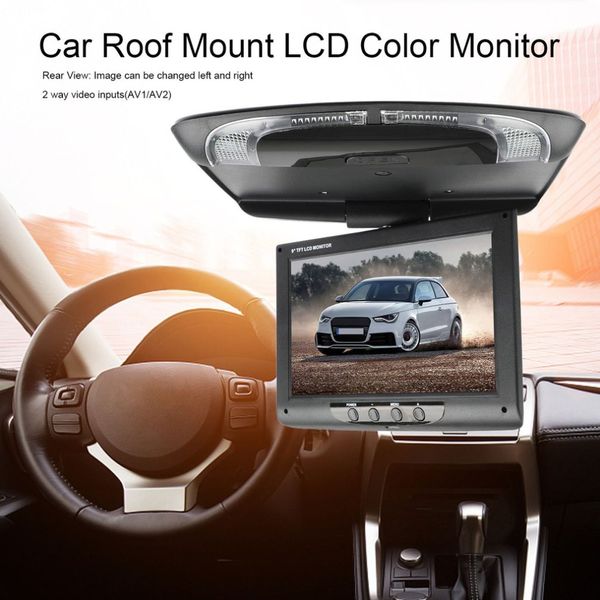 

new 9 inch 800*480 screen car roof mount lcd color monitor flip down screen overhead multimedia video ceiling roof mount display