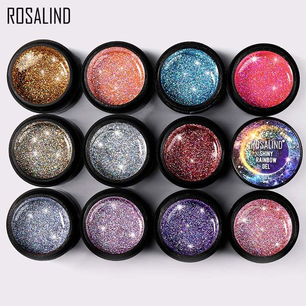 

rosalind 5ml shiny rainbow glitter gel nail polish hybrid varnishes for manicure nail art design gel polish and base set, Red;pink