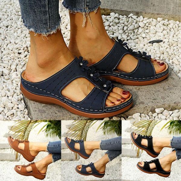 

summer flip flops women sandals stitching ladies open toe shoes platform wedge slides beach shoes woman comfort flip flops 4.28, Black