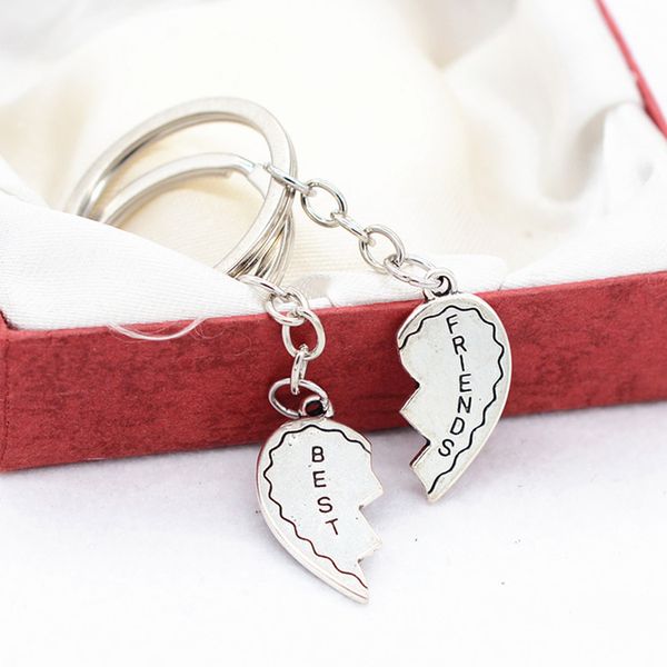 

friend letter heart shaped design pendant keyring car keychain bag charm key chains two-petal stitching key ring, Silver
