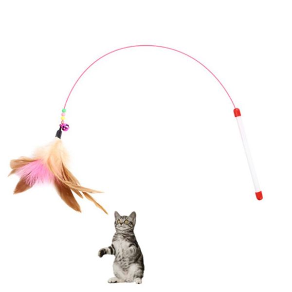 

Cat Feather Toy Cats Stick Feather Wand With Bell Cat Teaser Toy Cat Balls Mouse Cage Toys Plastic Artificial Colorful
