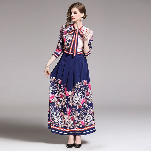 

люкс классический элегантный maxi платье рубашка с длинным рукавом bow tie neck весна осень мода пром плюс размер дамы сексуальные длинные п, Black;gray