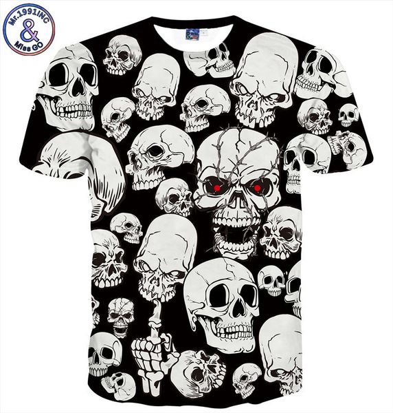 

mens designer 3dt shirt digital printing elastic round neck short sleeve t-shirt rose clown's dense skull head, White;black