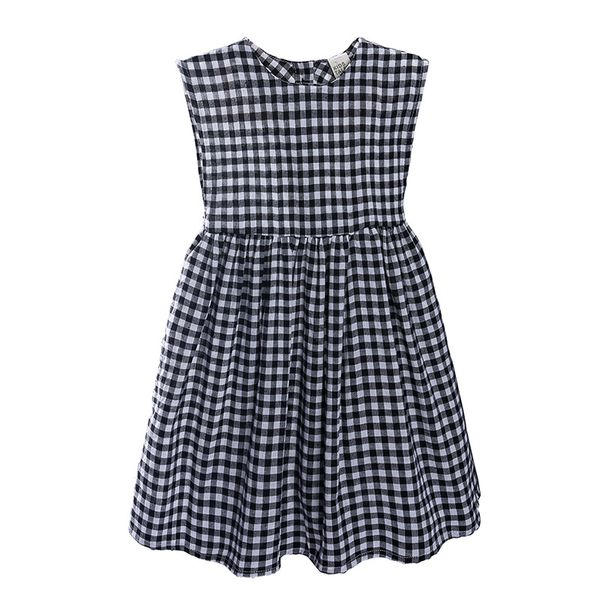 

summer girls dress classic plaid print kids dresses cotton printed princess striped short sleeved skirt children fashion skirt dhl cz408, Red;yellow