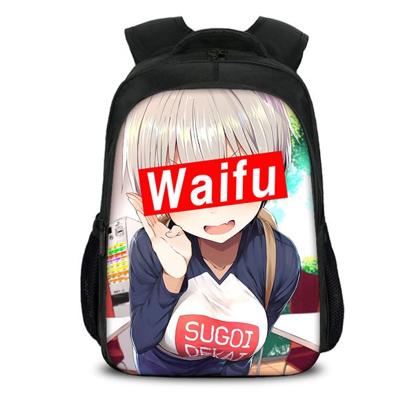 

veevanv orthopedic backpacks school children schoolbag for girls book bag anime school bags sugoi senpai waifu printing backpack