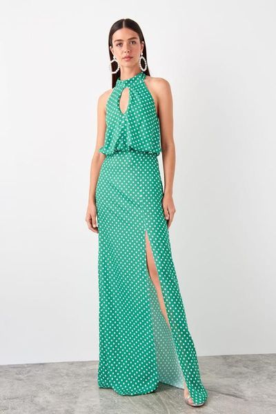 

trendyol polka dot evening dress tprss19ae0130, White;black