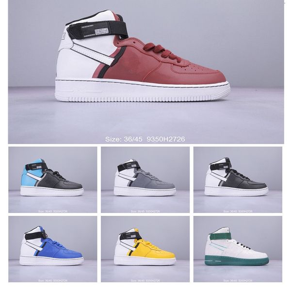

2019 forced 1 mid '07 le high help joining together men women running shoes for green yelly blue fashion sports sneakes