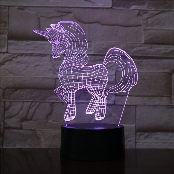 

3d illusion decorative lamp animal horse pony unicorn promotion items 3d led lighting table night light for baby girl bedroom
