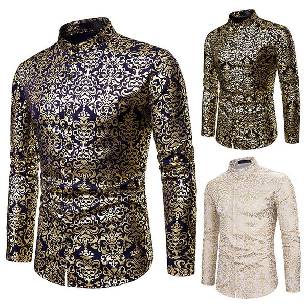 

fall wear casual men's fashion collar shirt men's fashion stamped long sleeve shirt cardigan shirts for men men, White;black