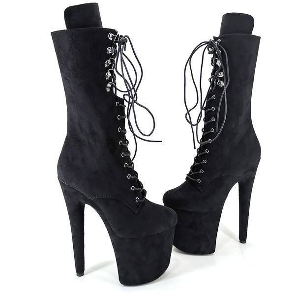 

leecabe 20cm/8inches pole dancing shoes high heel pole dance boots, Black