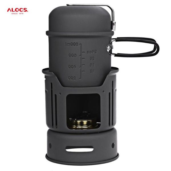 

alocs cw - c01 aluminium alloy outdoor tableware set 1 - 2 person portable 7pcs camping cookware set for outdoor hiking picnic