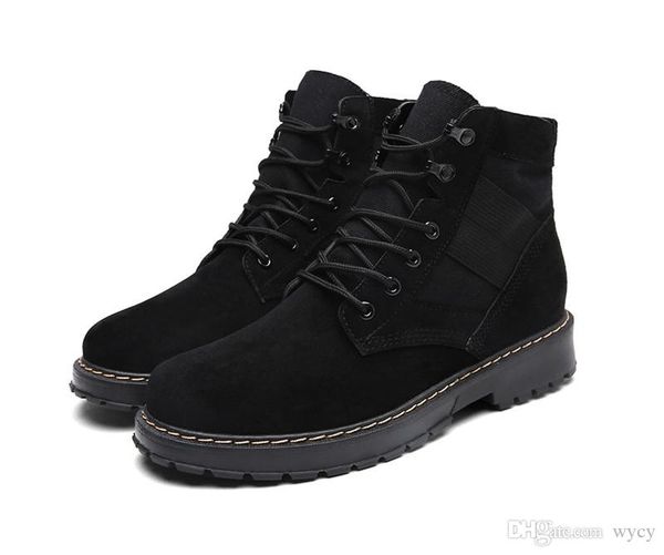 

autumn and winter new martin boots film and the same paragraph outdoor matte leather boots england suede high-slip skid boots, Black