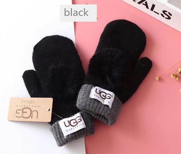 

2019 brand mitten winter knitted glove with lovely fur ball women girl luxury warm glove mitten chri tma gift, Blue;gray