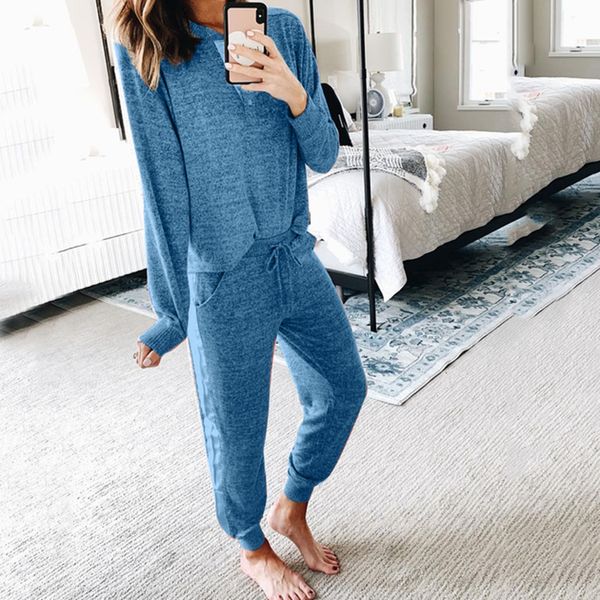 

tracksuit 2019 autumn winter women's suit letter printed 0-neck sweatshirt + patchwork long pant 2 piece set#g1, Black;blue