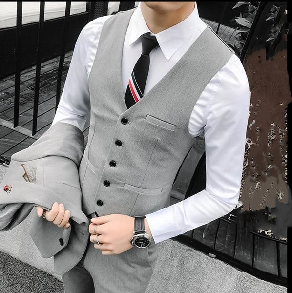 

новые двубортный groomsmen пик нагрудные свадебные groom tuxedos мужские костюмы свадебные / prom / ужин best man blazer (куртка + tie + ves, Black;gray