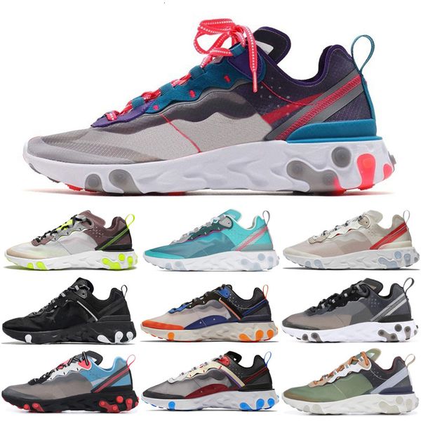 

2020 react element 55 87 running shoes triple black se anthracite orange royal tint metallic gold women mens trainer sports sneakers 36-45