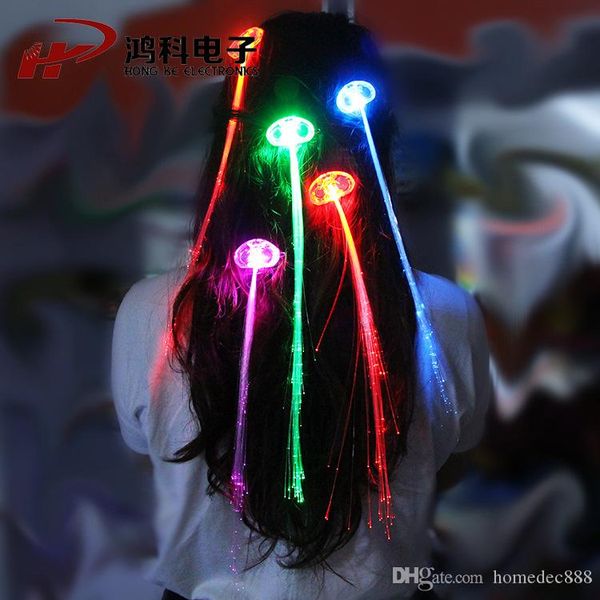 

led flash braid women colorful luminous hair clips barrette fiber hairpin light up party bar night xmas toys decor dh0324