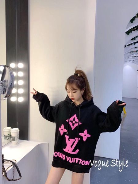 

махровая вышивка дошкольников с капюшоном из флиса и утолщенной толстовки, свободная версия модного нового, Black