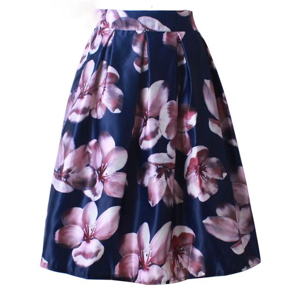 

плиссированные юбки женщины юбки 2019 женская мода черный белый гофрированный цветок цветочные печати высокой талией midi бальное flare юбки, Black