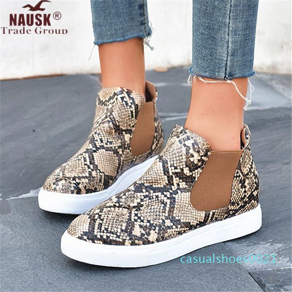 

nausk woman flat slip on casual shoes women autumn sneakers platform ladies fashion snake female comfortable plus size footwear c21, Black