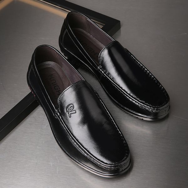 

male breathable driving shoes formal business sneakers men calzado hombr men loafer shoes soft slip-on moccasins sneakers o6-78, Black