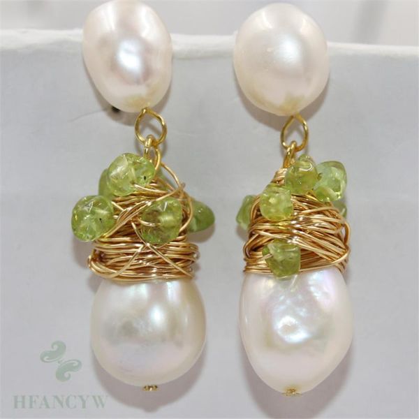 

14-20mm white baroque pearl earrings hook jewelry classic aurora twopin natural flawless no repair fashion wedding, Silver