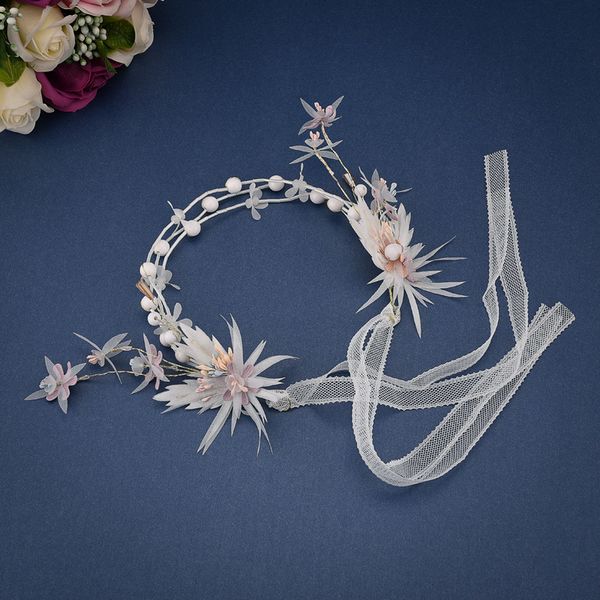 

bride headwear celestial immortals beautiful exceed immortal wedding dress headwear korean spun silk yarn sweet hair band flower 2019 hair, Silver