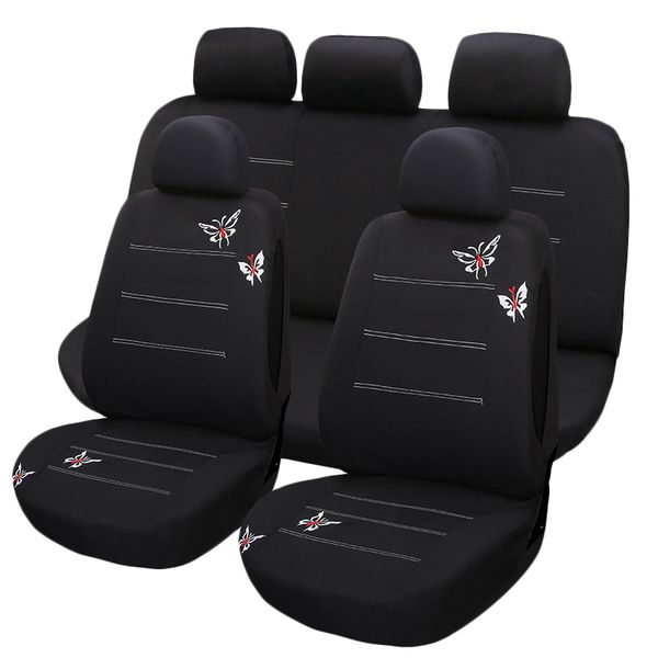 

9pcs new butterfly embroidery car seat cover universal fit most vehicles seats interior accessories