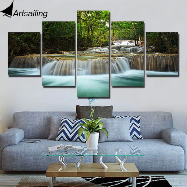 

wall art 5 piece waterfall beautiful scenery painting print canvas wall pictures for living room home decor xa2750c