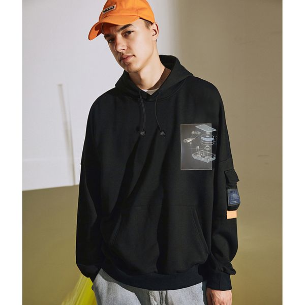 

designer sweater for mens 2019 mens autumn new loose print hooded brand fashion hoodie luxury hip hop men's clothing, Black