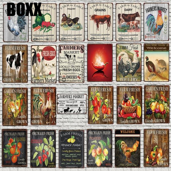 

farmers market country stylet in sign plaque metal vintage plate for wall poster bar art home decor cuadros