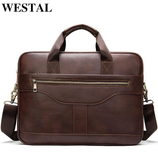 

westal men's briefcase bag men's genuine leather office bag for men porte document leather lapmen male handbag briefcase