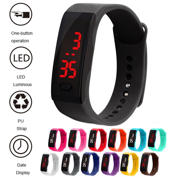 

children watches kids led digital sport watch boys girls men women pu electronic clock bracelet wrist watch for child reloj nino, Blue