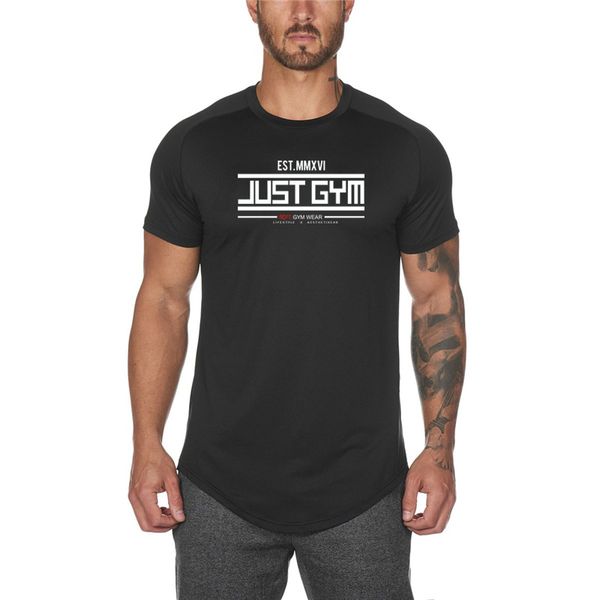 

new fashion solid color t shirt men fast dry compression breathable mens short sleeve fitness t-shirt gym tight casual tees, White;black