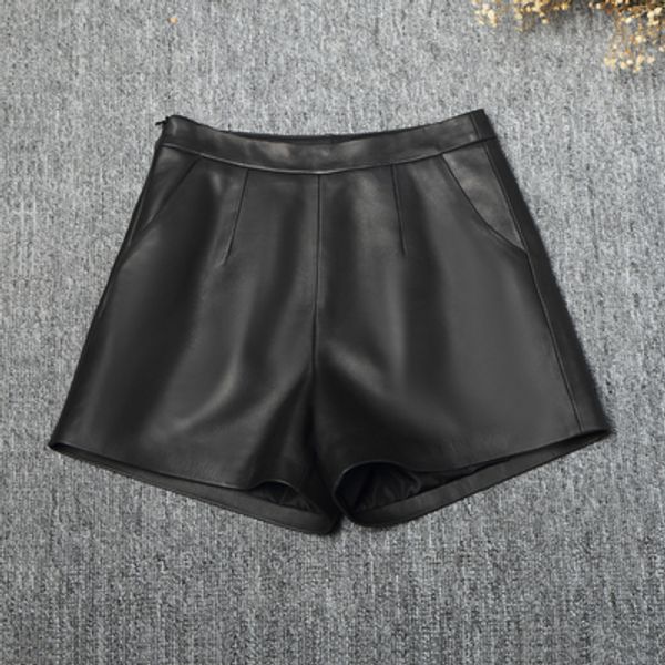 

2020 new fashion genuine real sheep leather shorts j4, White;black