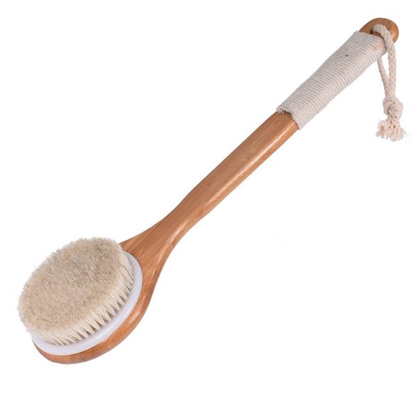 40 cm Pincel de corpo Anti-Skid massagem escova de massagem seca banho escova de chuveiro de chuveiro alça de bambu esfregar massagem nas costas