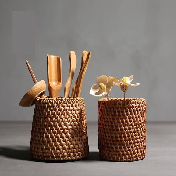 

storage bottles & jars wicker weave basket pen holder tools home decor handcraft